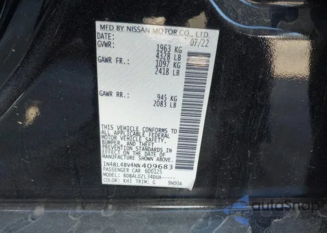 2022 Nissan Altima S Fwd from USA, damaged, VIN 1N4BL4BV4NN409683